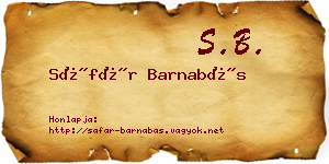 Sáfár Barnabás névjegykártya